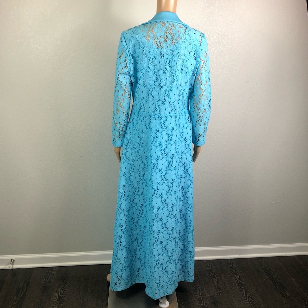 Vintage 69s 70s Lace Maxi Dress/Mother of the Bride Dress - Picture 4 of 16